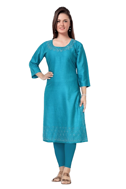 Authenzaa Women Kurti SMCKT017  Turquoise Blue 