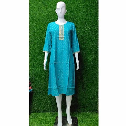 Authenzaa Women Kurti ATKT033 Bottle Green