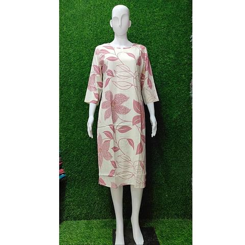 Authenzaa Women Kurti ATKT041 Cream Onion 