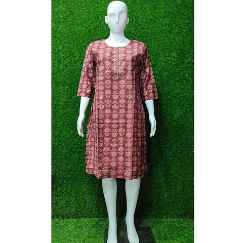 Authenzaa Women Kurti ATKT040 Maroon 