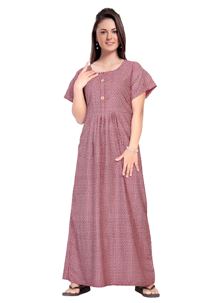 Authenzaa Women Nighty SMWN022 Maroon 