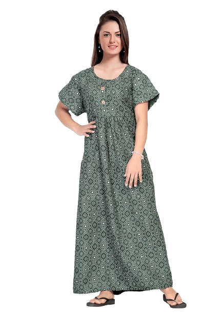 Authenzaa Women Nighty SMWN022 Olive 