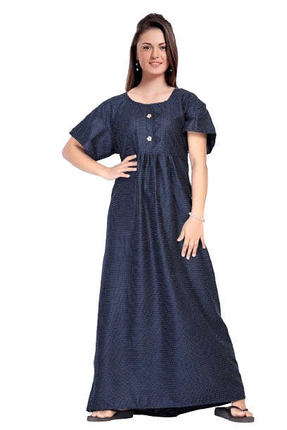 Authenzaa Women Nighty SMWN022 Navy 