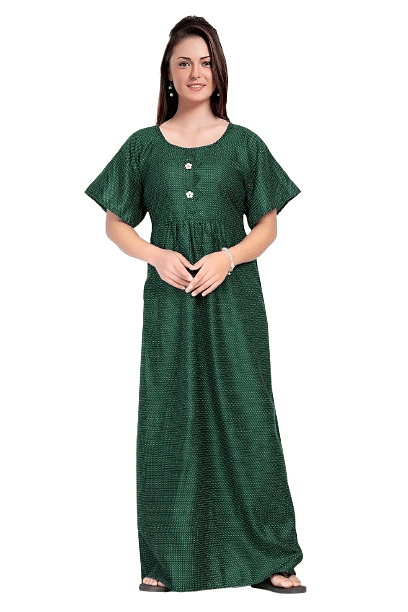 Authenzaa Women Nighty SMWN022 Dark Green 