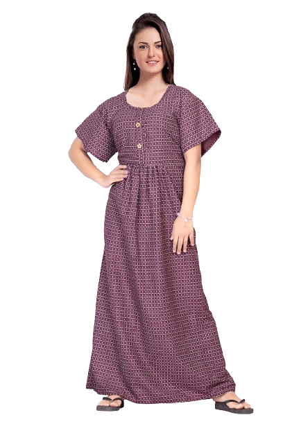 Authenzaa Women Nighty SMWN022 Dark Maroon 