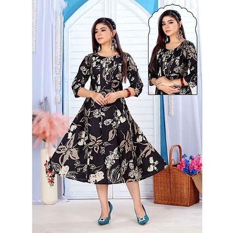 Authenzaa Women Kurti ATKT039 Black 