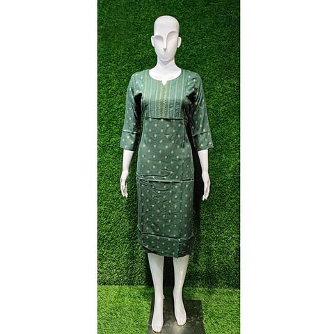 Authenzaa Women Kurti ATKT035 Peacock Green 