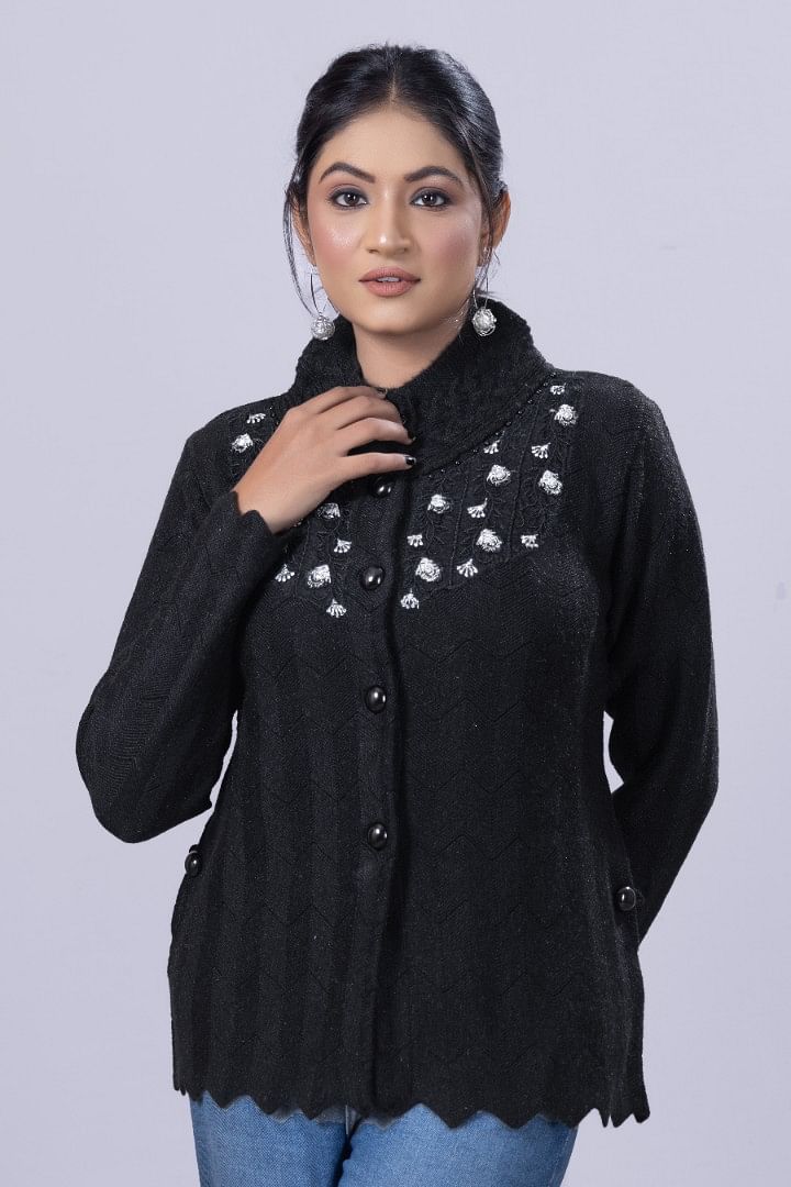 Authenzaa Women Cardigan WCMC032 Black 