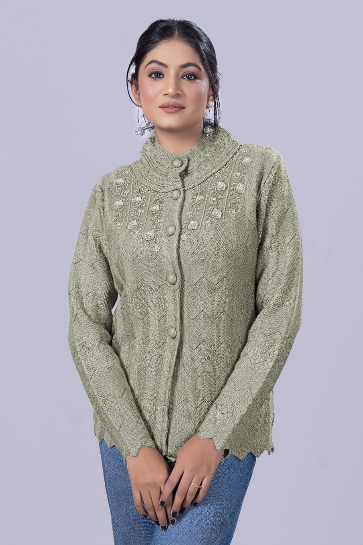 Authenzaa Women Cardigan WCMC032 Green 