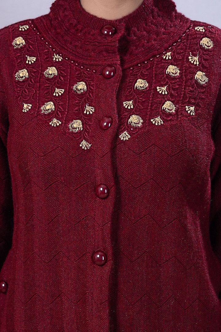 Authenzaa Women Cardigan WCMC032 Maroon 