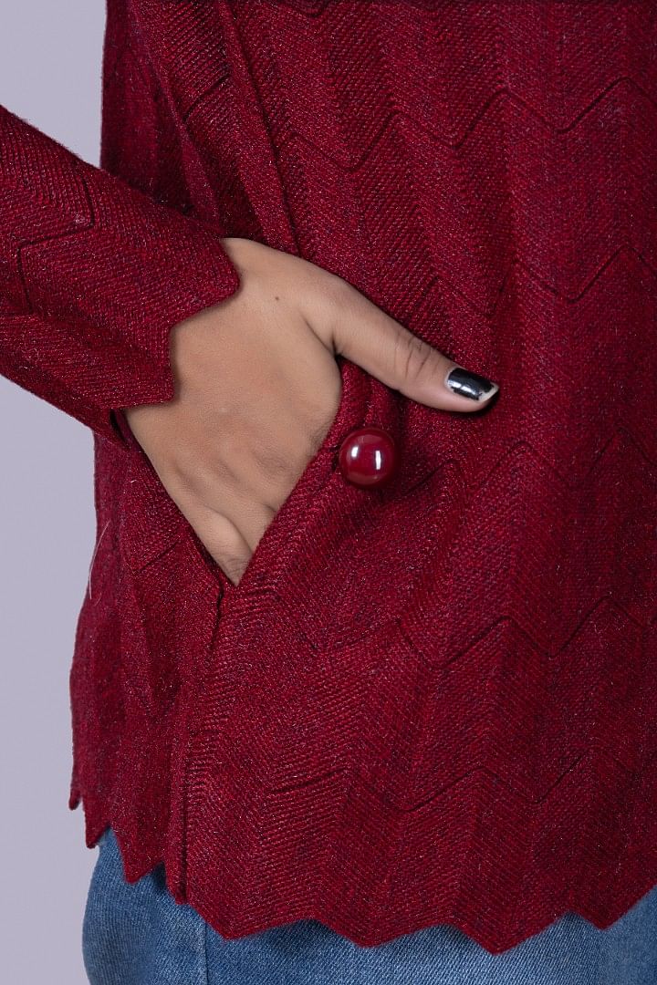 Authenzaa Women Cardigan WCMC032 Maroon 