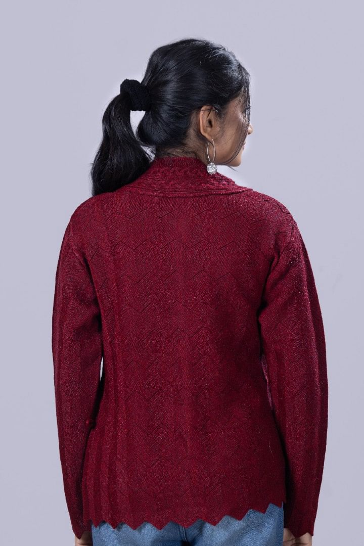 Authenzaa Women Cardigan WCMC032 Maroon 