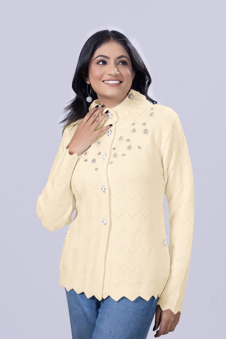 Authenzaa Women Cardigan WCMC032 Off White 