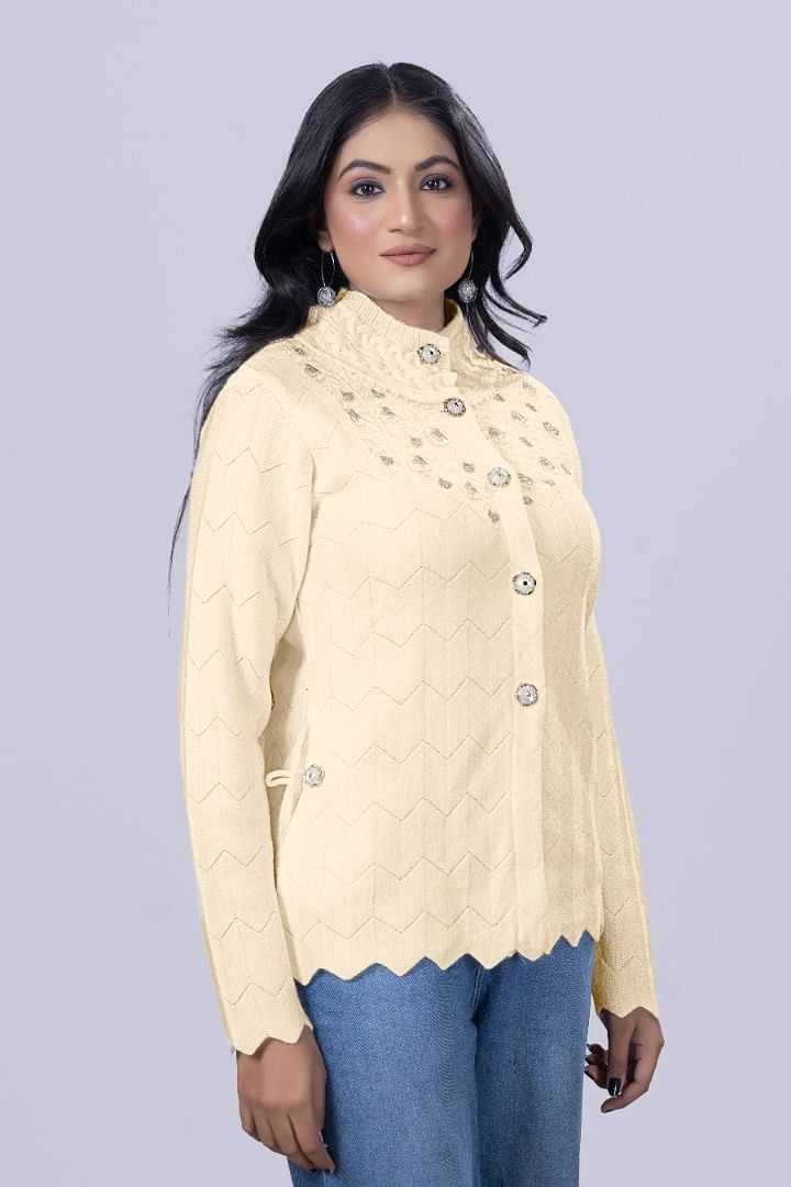 Authenzaa Women Cardigan WCMC032 Off White 