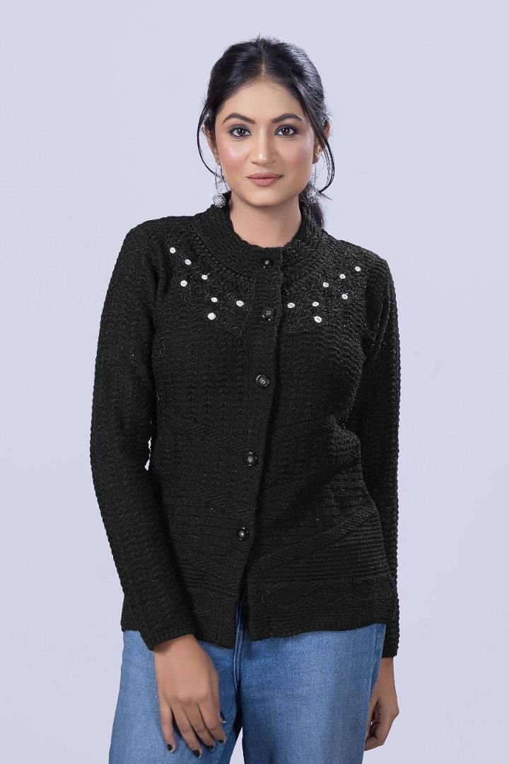 Authenzaa Women Cardigan WCMC033 Black 