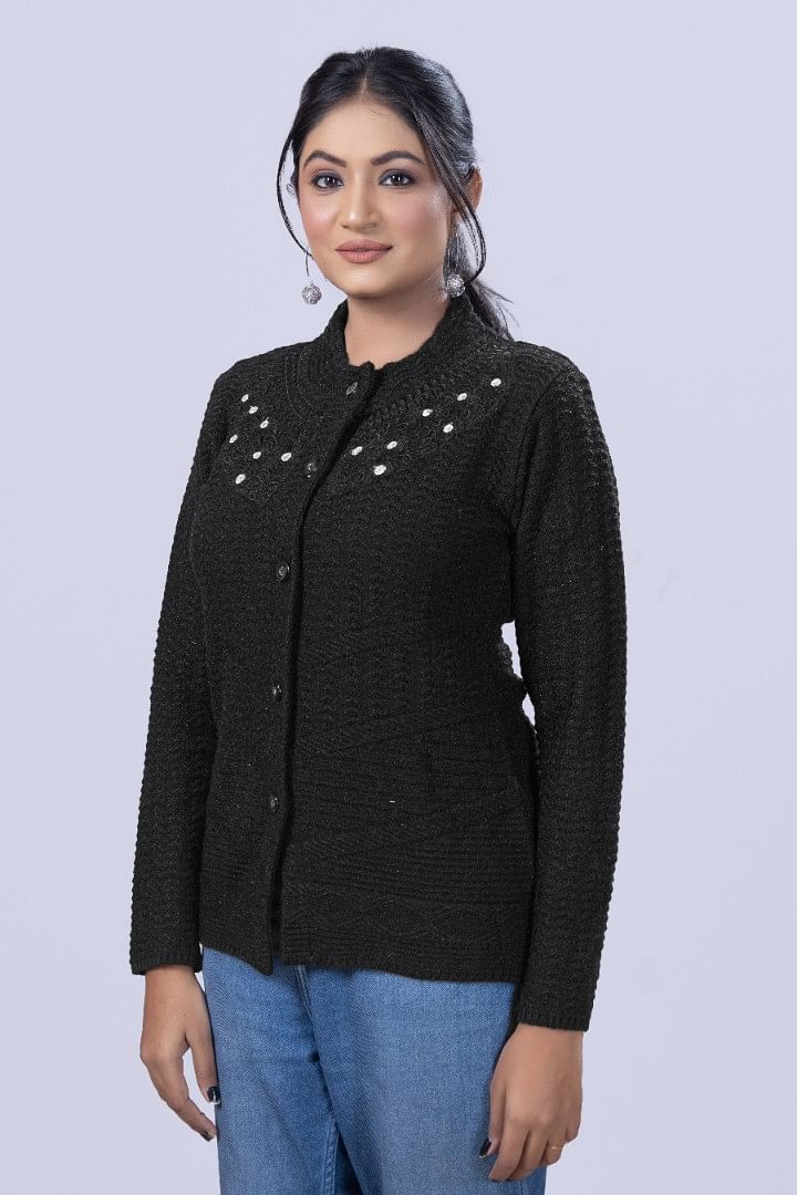 Authenzaa Women Cardigan WCMC033 Black 