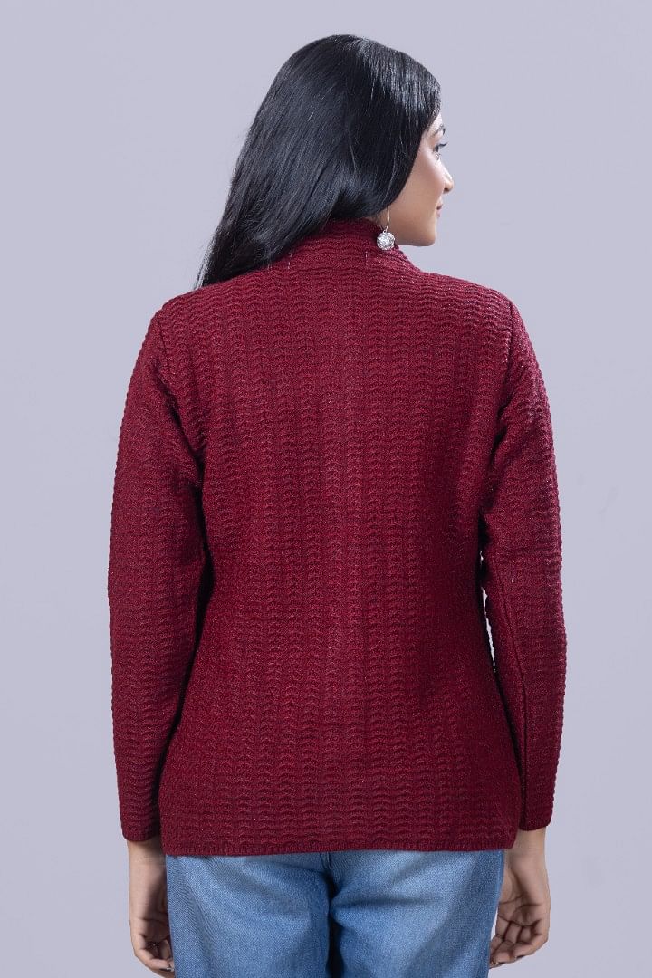 Authenzaa Women Cardigan WCMC033 Maroon 