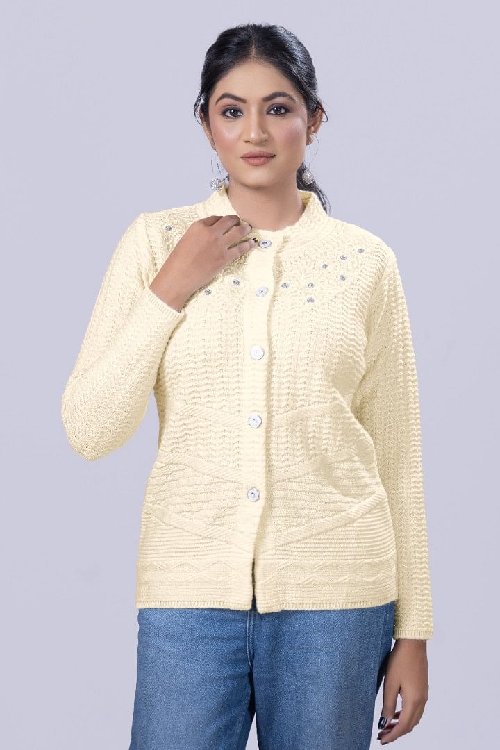 Authenzaa Women Cardigan WCMC033 Off White 