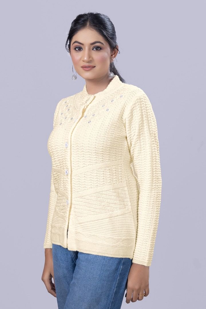 Authenzaa Women Cardigan WCMC033 Off White 