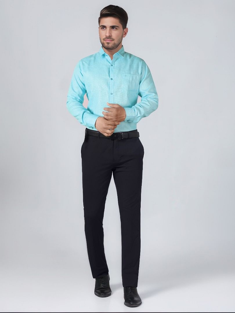 Authenzaa Men Formal Shirt ITFS008 Sky Blue 