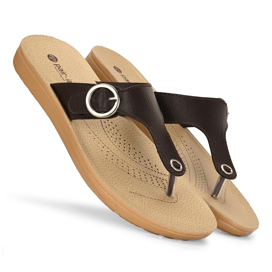  Pair-it Women PU Ladies Slipper MS-010 Brown