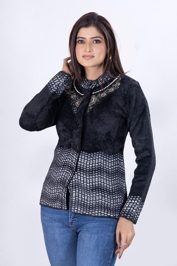 Authenzaa Women Cardigan WCMC027 Black 