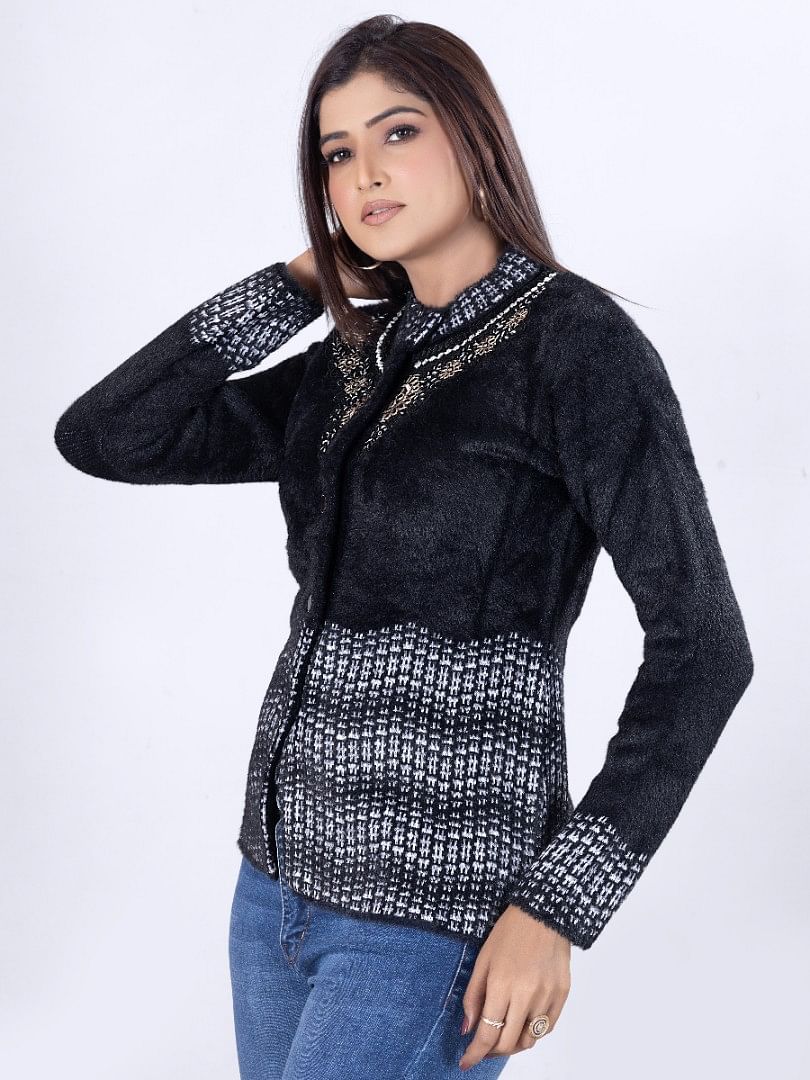 Authenzaa Women Cardigan WCMC027 Black 