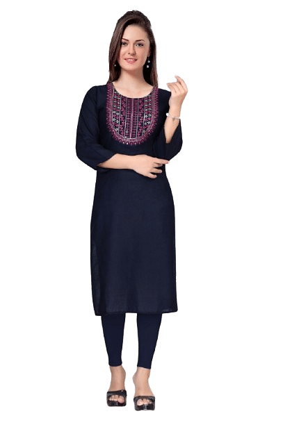 Authenzaa Women Kurti SMCKT024 Navy