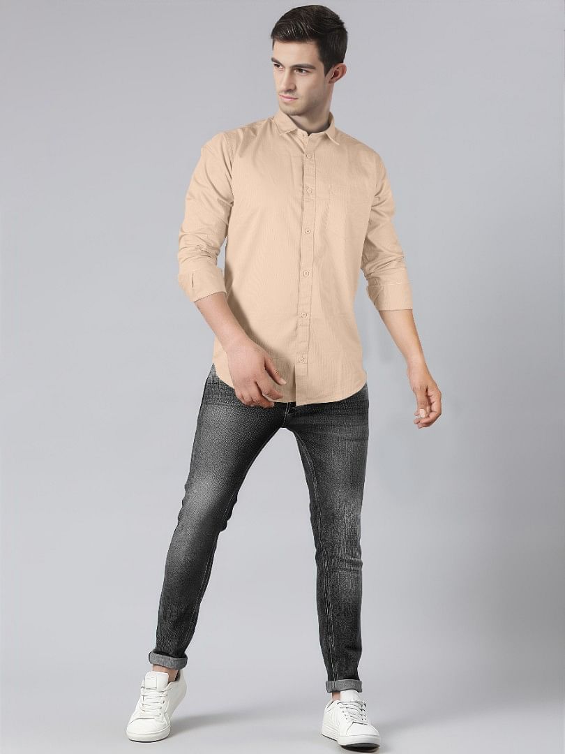 Authenzaa Men Casual Shirt SFCS035 Cream 