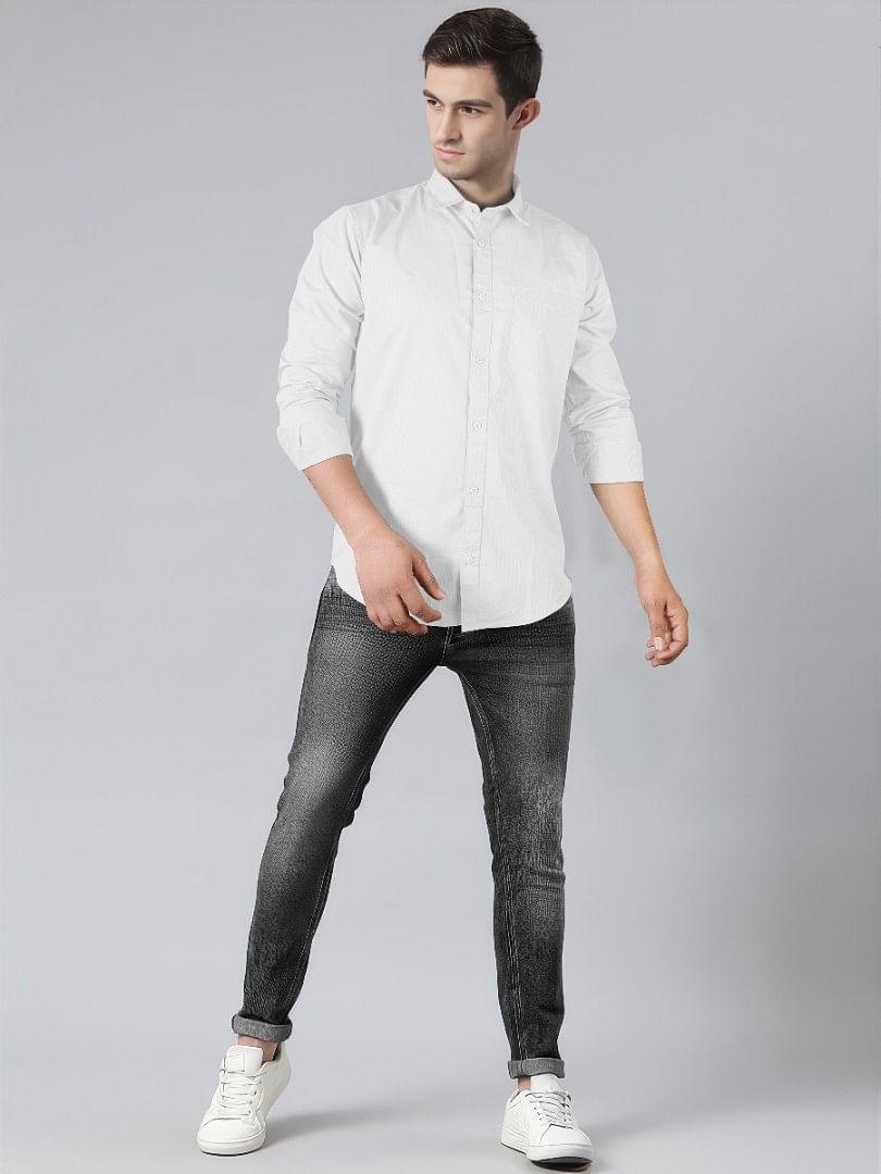 Authenzaa Men Casual Shirt SFCS032 White 