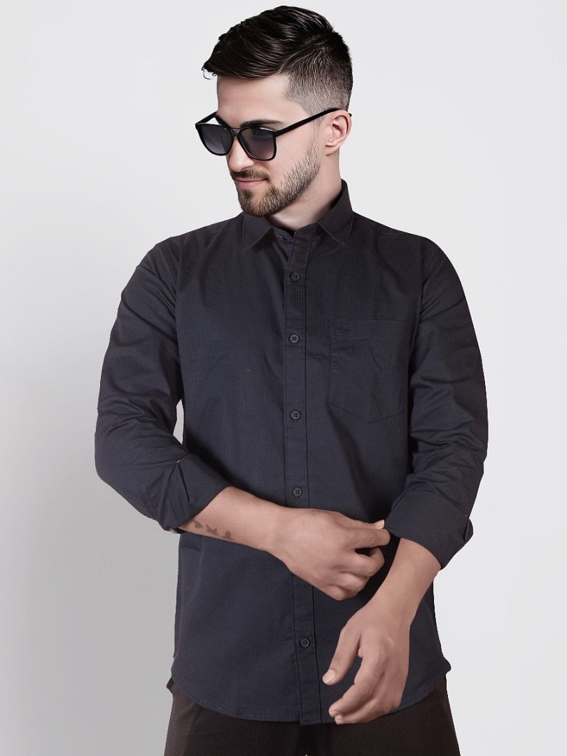 Authenzaa Men Casual Shirt SFCS031 Navy Blue 