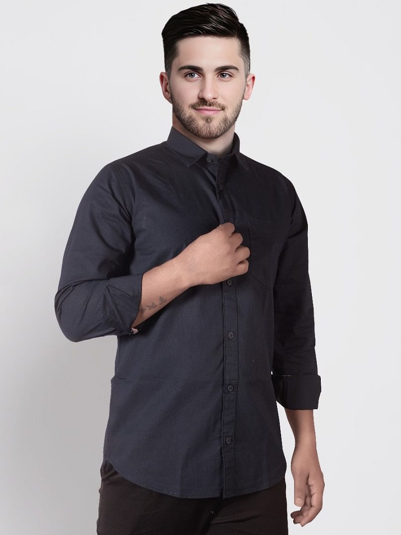 Authenzaa Men Casual Shirt SFCS031 Navy Blue 