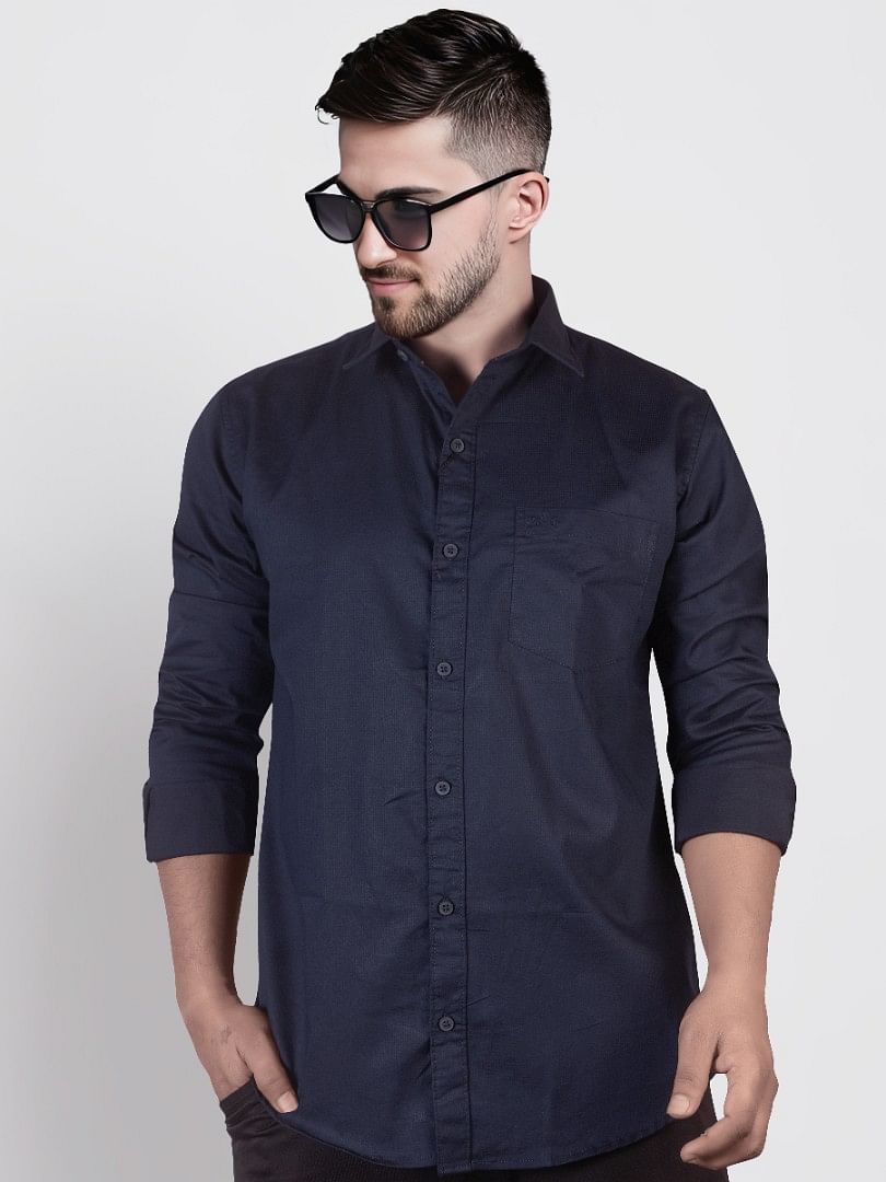 Authenzaa Men Casual Shirt SFCS027 Navy Blue 