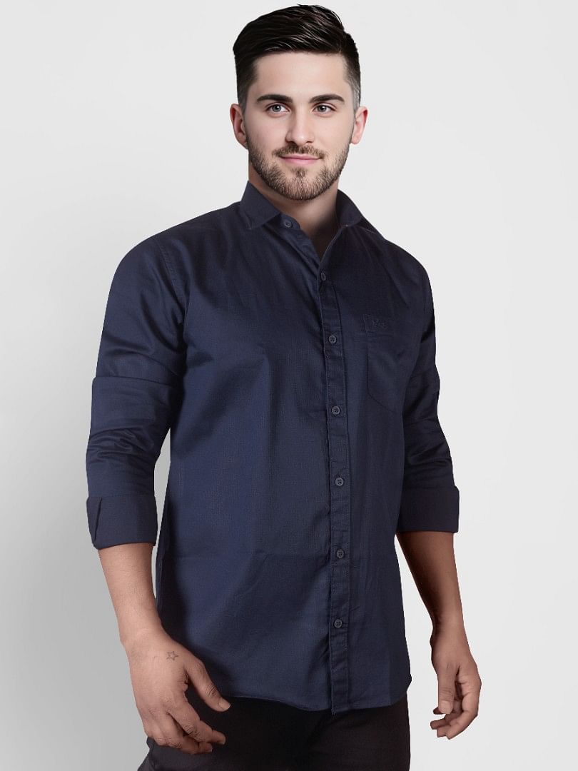 Authenzaa Men Casual Shirt SFCS027 Navy Blue 