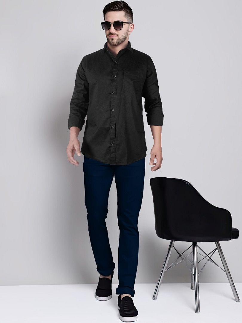 Authenzaa Men Casual Shirt SFCS028 Black 