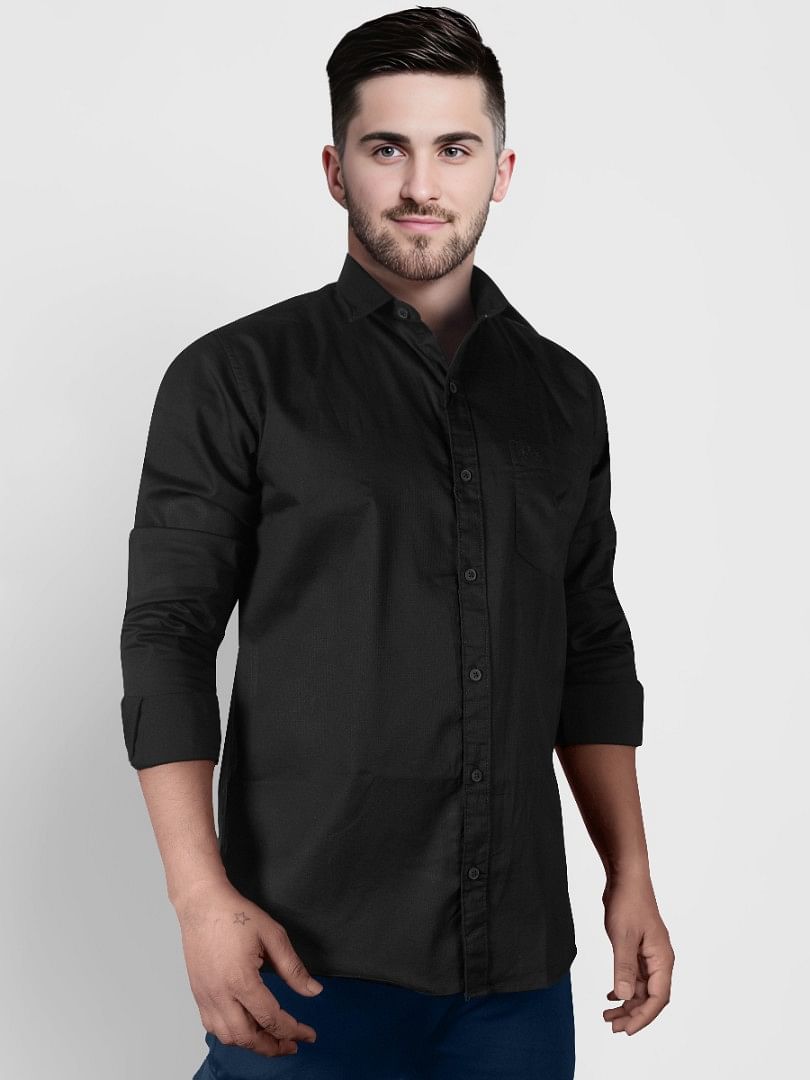 Authenzaa Men Casual Shirt SFCS028 Black 