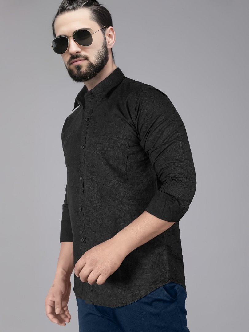 Authenzaa Men Casual Shirt SFCS022 Black 