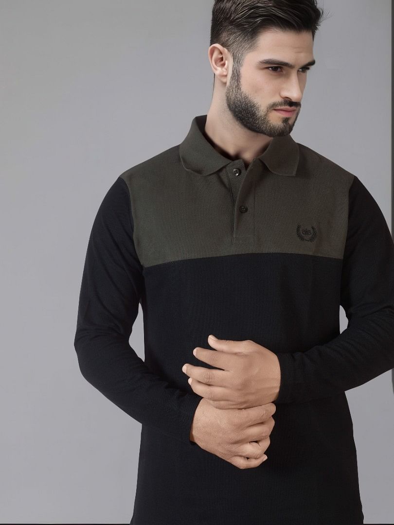 Authenzaa Men Polo Full Sleeves T-Shirt FPTSH001 Black 