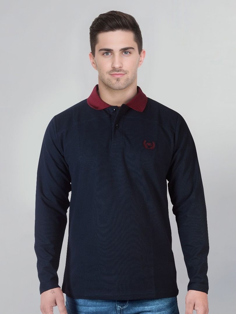 Authenzaa Men Polo Full Sleeves T-Shirt FPTSH001 Navy 