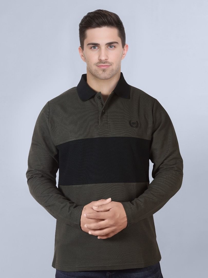 Authenzaa Men Polo Full Sleeves T-Shirt FPTSH001 Olive 