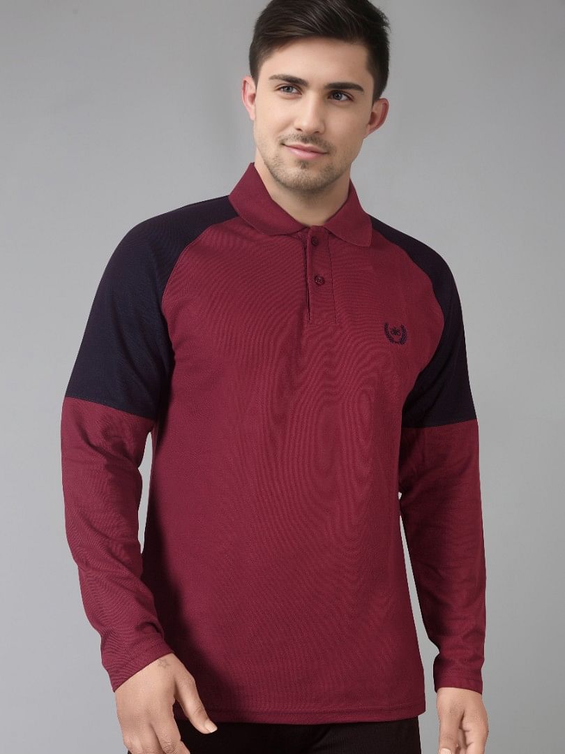 Authenzaa Men Polo Full Sleeves T-Shirt FPTSH001 Maroon 