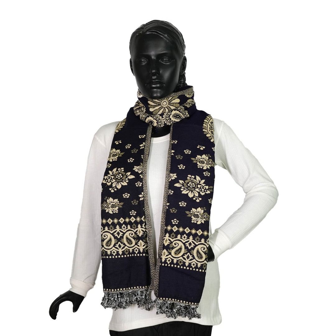 Authenzaa Women Shawl-0013 Navy  