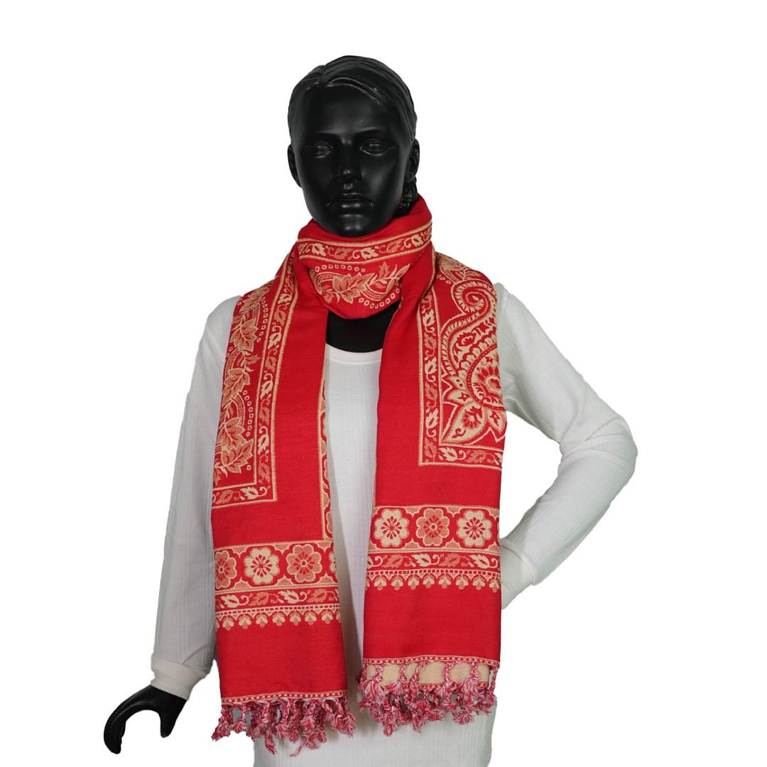 Authenzaa Women Shawl-0033 Red  