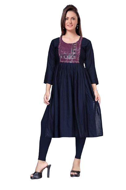Authenzaa Women Kurti SMCKT028 NAVY 