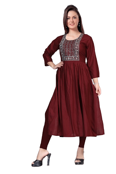 Authenzaa Women Kurti SMCKT030 MAROON 