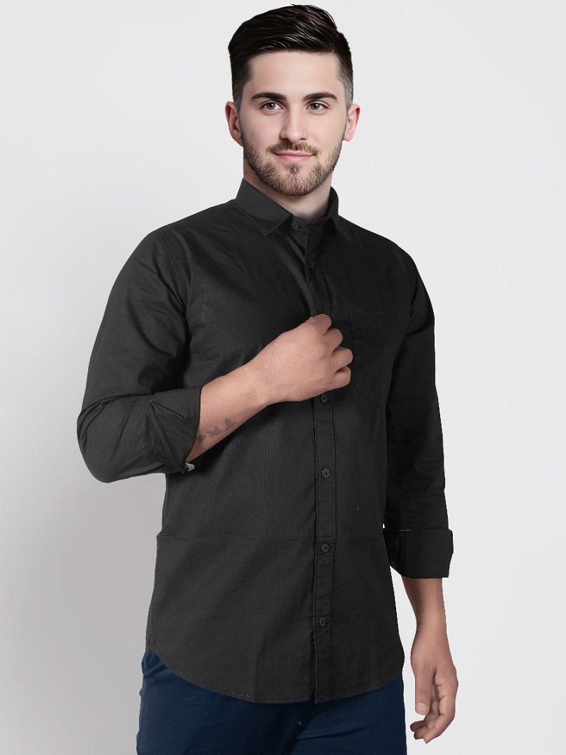 Authenzaa Men Casual Shirt SFCS034 Black 