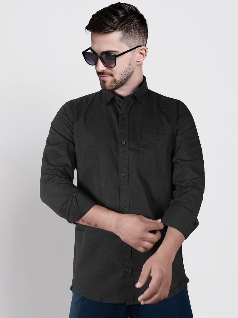 Authenzaa Men Casual Shirt SFCS034 Black 