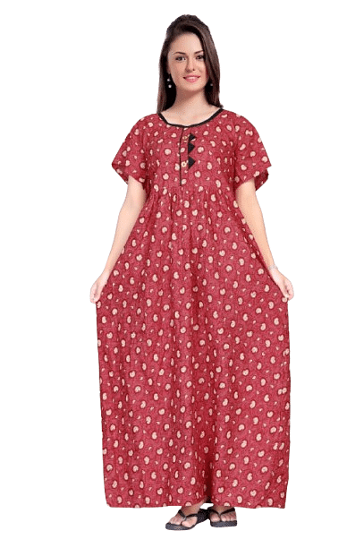 Authenzaa Women Nighty SMWN023 Red 