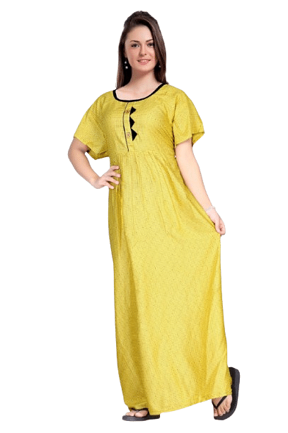 Authenzaa Women Nighty SMWN023 Yellow 