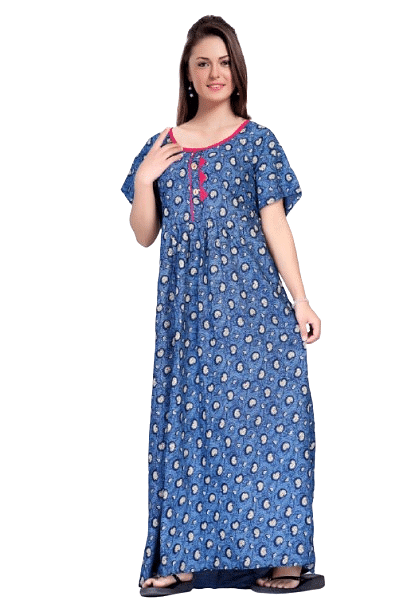 Authenzaa Women Nighty SMWN024 Light Blue 